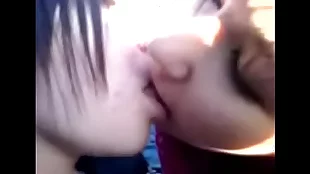 closeup french kissing tongue ribbons lesbians -